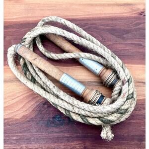 Old Mill Jump Rope-Salvaged Wood Bobbins & Natural Jute Rope